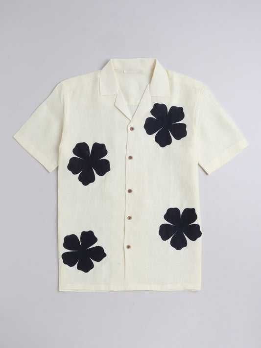 NANDi Discret Edition Linen Shirt with Floral Appliqué