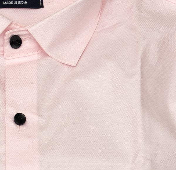 NANDi Men’s Soft Pink Self-Patterned Premium Cotton Full Sleeves Shirt