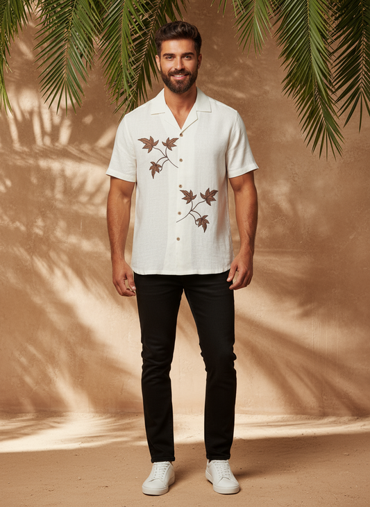 NANDi Discret Edition Linen Embroidered Shirt