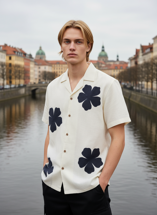 NANDi Discret Edition Linen Shirt with Floral Appliqué
